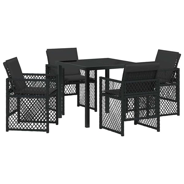vidaXL Ensemble de salle à manger pour jardin 5 Pièces Noir polyrotin