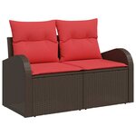 vidaXL Ensemble de canapé de jardin 5 Pièces Marron et rouge polyrotin