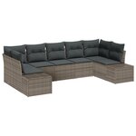 vidaXL Ensemble de Canapé de Jardin 7 Pièces avec Coussins Gris Poly Rotin