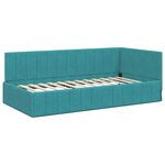 vidaXL Cadre de lit d'angle Turquoise 90 cm x 200 cm tissu