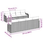 vidaXL Ensemble de Canapé de Jardin 9 Pièces avec Coussins en Rotin Synthétique Gris Acacia