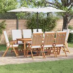 vidaXL Chaises de jardin inclinables avec coussins  8 pièces en bois de teck massif