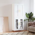 vidaXL Buffet haut Blanc 69 5x34x180 cm Bois d'ingénierie
