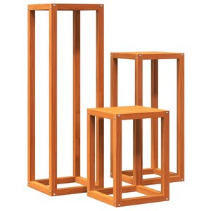 vidaXL Supports pour plantes 3 Pièces marron cire bois de pin massif