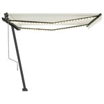 vidaXL Auvent automatique avec capteur de vent et LED 450x350 cm Crème