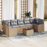 vidaXL Ensemble de canapé de jardin 8 Pièces Beige Poly rotin