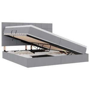 vidaXL Lit avec rangement et matelas Gris clair 200 x 200 cm Polyester