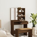 vidaXL Coiffeuse avec miroir Chêne marron 74 5x40x141 cm