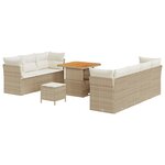 vidaXL Ensemble de canapé de jardin 10 Pièces Beige polyrotin