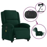 vidaXL Fauteuil inclinable de massage électrique vert foncé velours