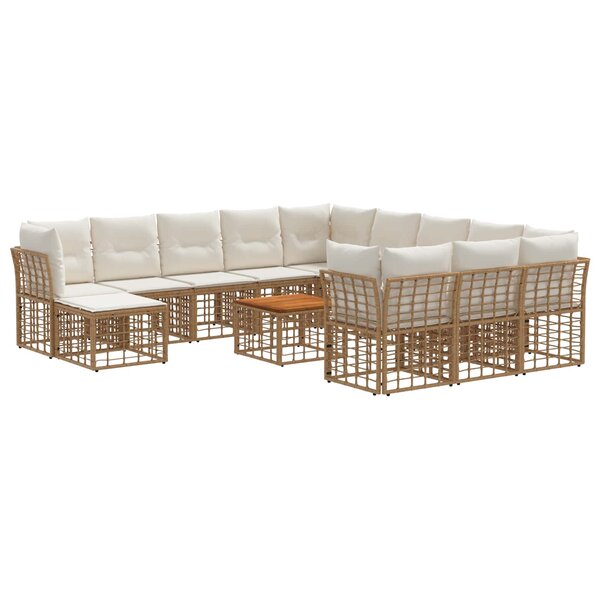 vidaXL Ensemble de canapés d'extérieur 13 Pièces Blanc Naturel et Crème