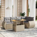 vidaXL Salon de jardin avec coussins 6 Pièces beige résine tressée