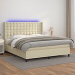 vidaXL Sommier à lattes de lit matelas LED Crème 160x200 cm Similicuir