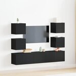 vidaXL Meuble TV 6 Pièces Noir 160 x 30 x 30 cm Bois d'ingénierie