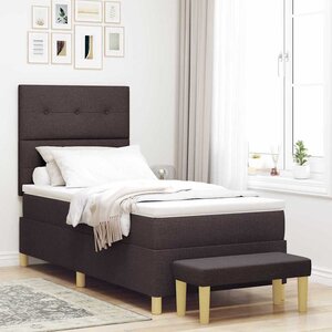 vidaXL Lit à ressorts avec tête de lit Marron foncé 190 x 90 cm tissu