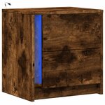 vidaXL Armoire de chevet et lumières LED chêne fumé bois d'ingénierie