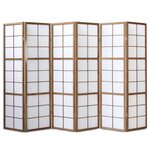 Paravent bois 6 pans marron