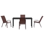 Ensemble repas jardin 5 pièces vidaXL en textilène marron et acier