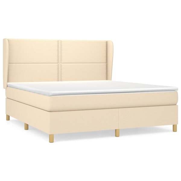 vidaXL Sommier à lattes de lit avec matelas Crème 180x200 cm Tissu