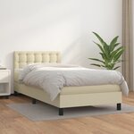 vidaXL Lit à sommier tapissier avec matelas Crème 100x200cm Similicuir