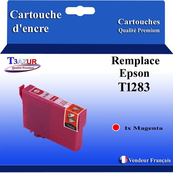 T3AZUR- Cartouche Compatible avec Epson T1283 remplace Epson Stylus Office BX305F BX305FW S22 SX125 SX130 SX230 SX235W SX420W SX425W SX430W SX435W SX438W SX440W SX445W Magenta