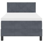 Lit à ressorts avec matelas et LED vidaXL gris foncé 100x200 cm en velours