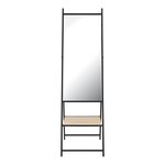 Miroir sur pied avec une étagère chamois 150 x 44 x 60 cm noir effet chêne 03_0007966