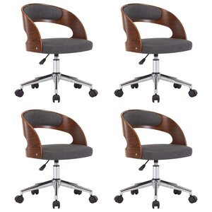 vidaXL Chaises pivotantes à manger lot de 4 gris bois courbé et tissu