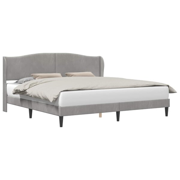 vidaXL Cadre de lit avec tête de lit Gris clair 200 x 200 cm Velours