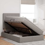 vidaXL Lit de rangement LED avec matelas Taupe 120 x 200 cm Tissu