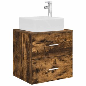 vidaXL Vanité de lavabo mural Chêne fumé 49 5 x 41 x 63 cm