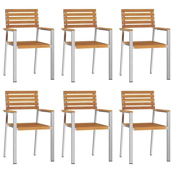 vidaXL Chaise de jardin 6 Pièces Bois d'acacia massif et acier inoxydable