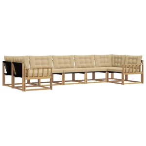 vidaXL Ensemble de canapés d'extérieur 7 pc Blanc et Beige