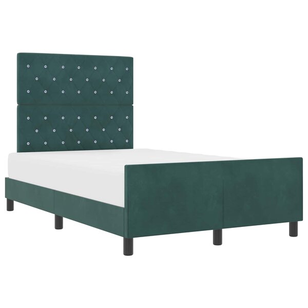 vidaXL Lit à ressorts avec tête de lit Vert foncé 120 x 200 cm Velours