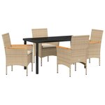 vidaXL Ensemble de salle à manger pour jardin 5 Pièces Beige polyrotin