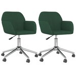 vidaXL Chaises pivotantes à manger lot de 2 vert foncé tissu