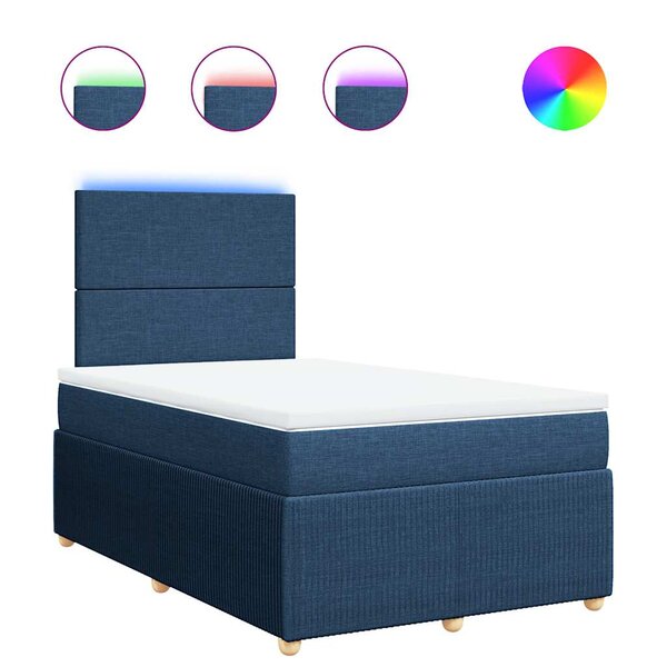 vidaXL Sommier à lattes de lit avec matelas bleu 120x190 cm tissu