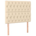 vidaXL Sommier à lattes de lit et matelas et LED Crème 90x190 cm Tissu