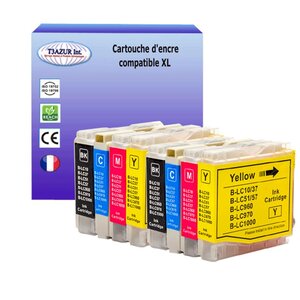 T3AZUR- Lot de 8 Cartouches compatibles avec Brother LC1000 XL pour Brother DCP130C  DCP135C  DCP150C  DCP153C  DCP155C