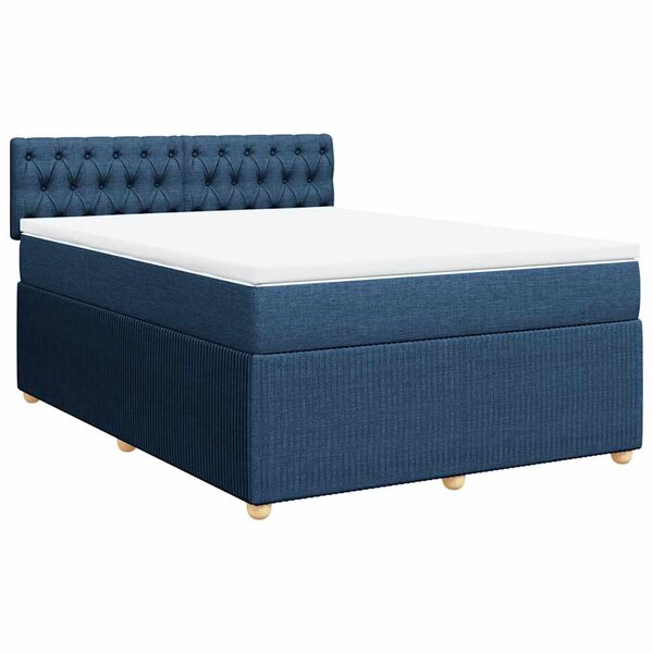 vidaXL Sommier à lattes de lit avec matelas Bleu 160x200 cm Tissu