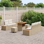 vidaXL Ensemble de canapé de jardin 8 Pièces Beige polyrotin