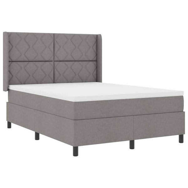 vidaXL Lit à ressorts avec matelas Taupe 140 x 200 cm tissu