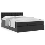 VidaXL Cadre de lit ottoman avec matelas noir 140x200 cm similicuir