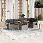 vidaXL Salon de jardin avec coussins 7 Pièces gris résine tressée