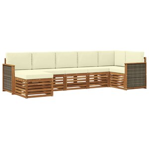 vidaXL Ensemble de canapé d'angle avec coussin 6 Pièces Naturel et Crème