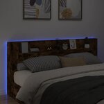 vidaXL Armoire tête de lit avec LED chêne fumé 220x16 5x103 5 cm