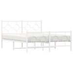 vidaXL Cadre de lit métal avec tête de lit/pied de lit blanc 140x190cm