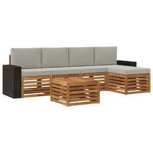 vidaXL Ensemble de canapés d'extérieur 6 pc Naturel et gris clair