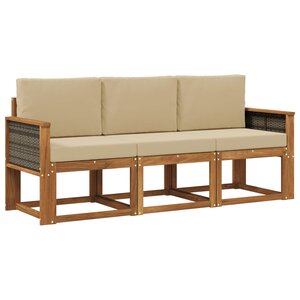 vidaXL Ensemble de canapés d'extérieur 3 pc Naturel