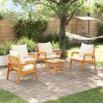 Ensemble Bistro 5 Pièces vidaXL avec Coussins en Bois d'Acacia Solide